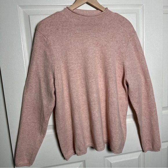 Orvis Women’s XL Classic Mock Neck Pullover Wool Sweater Pastel Pink Ribbed Norm - Picture 5 of 10